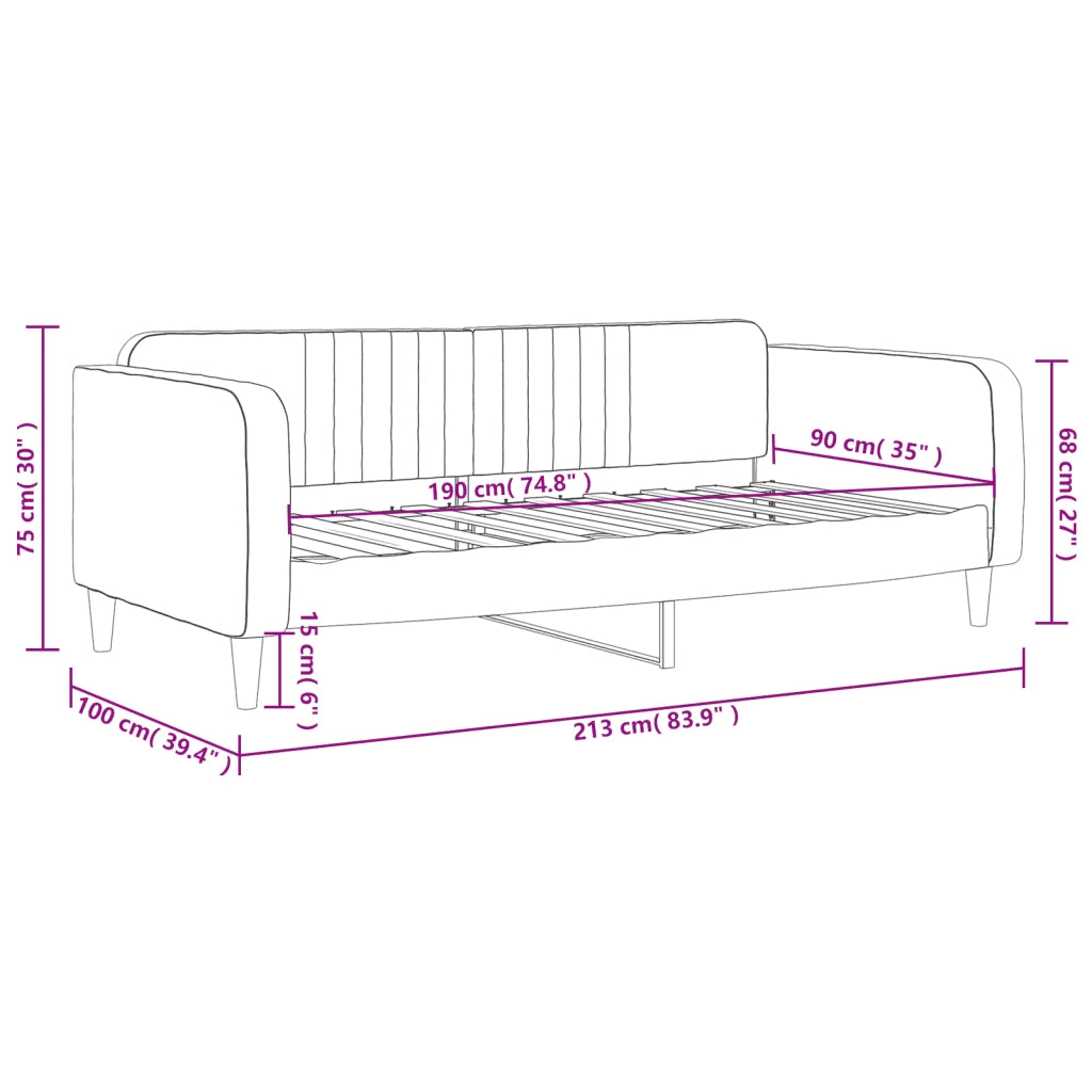 Letto da Giorno Nero 90x190 cm in Velluto 354101