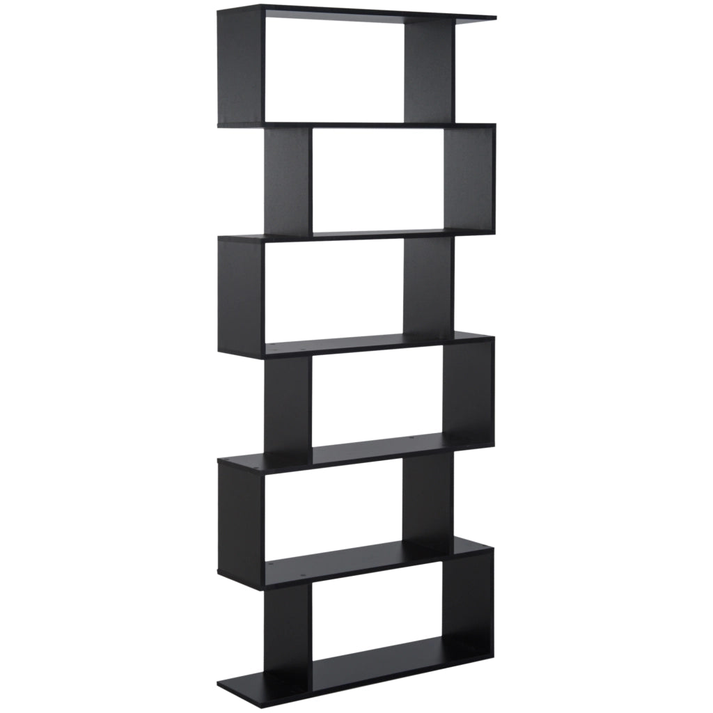 Libreria Legno Design Moderno con 6 Ripiani 80 ¡Á 23 ¡Á 192cm Nero