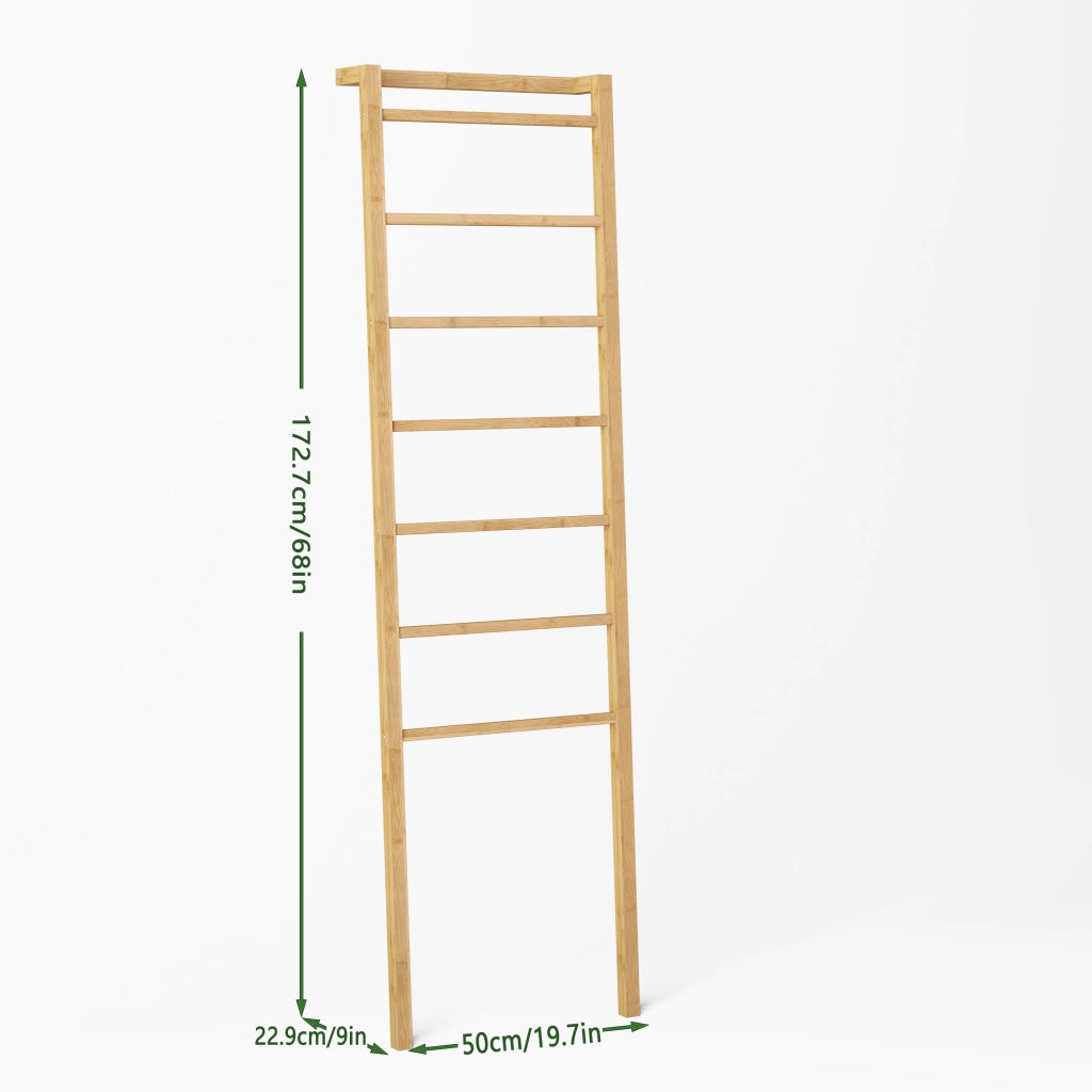 Scala porta asciugamani in bambù naturale a 7 pioli, design minimalista per bagno e casa