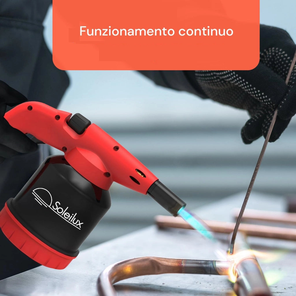 Lampada Saldatore Per Saldare Con accensione Piezo Cannello Accendi Fuoco + 2 Bombole Gas Butano
