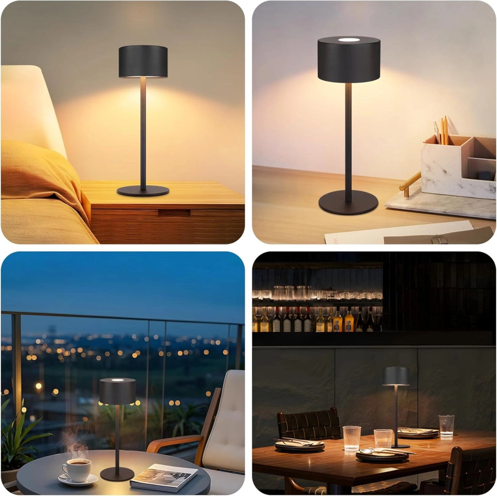 ZMH Lampada da tavolo LED nera wireless dimmerabile 3 temperature per camera letto soggiorno