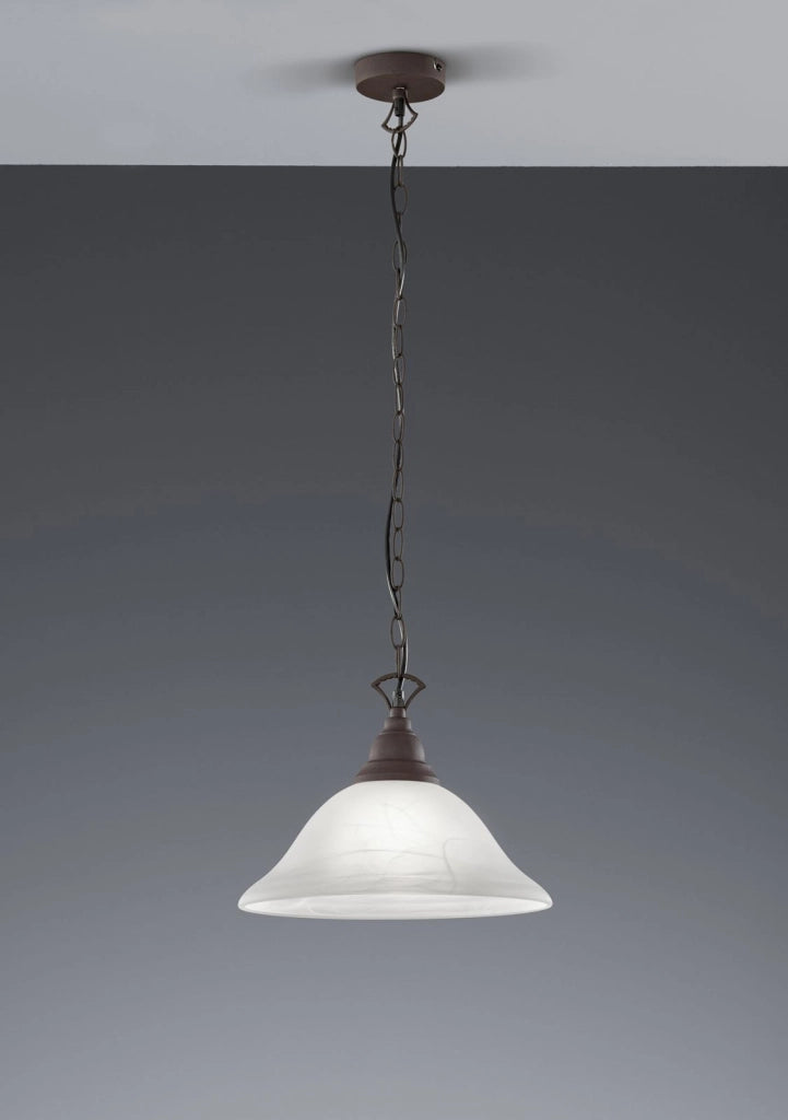 COUNTRY SOSPENSIONE 1 LUCE  VETRO E METALLO RUGGINE 33,5CM ATTACCO E27