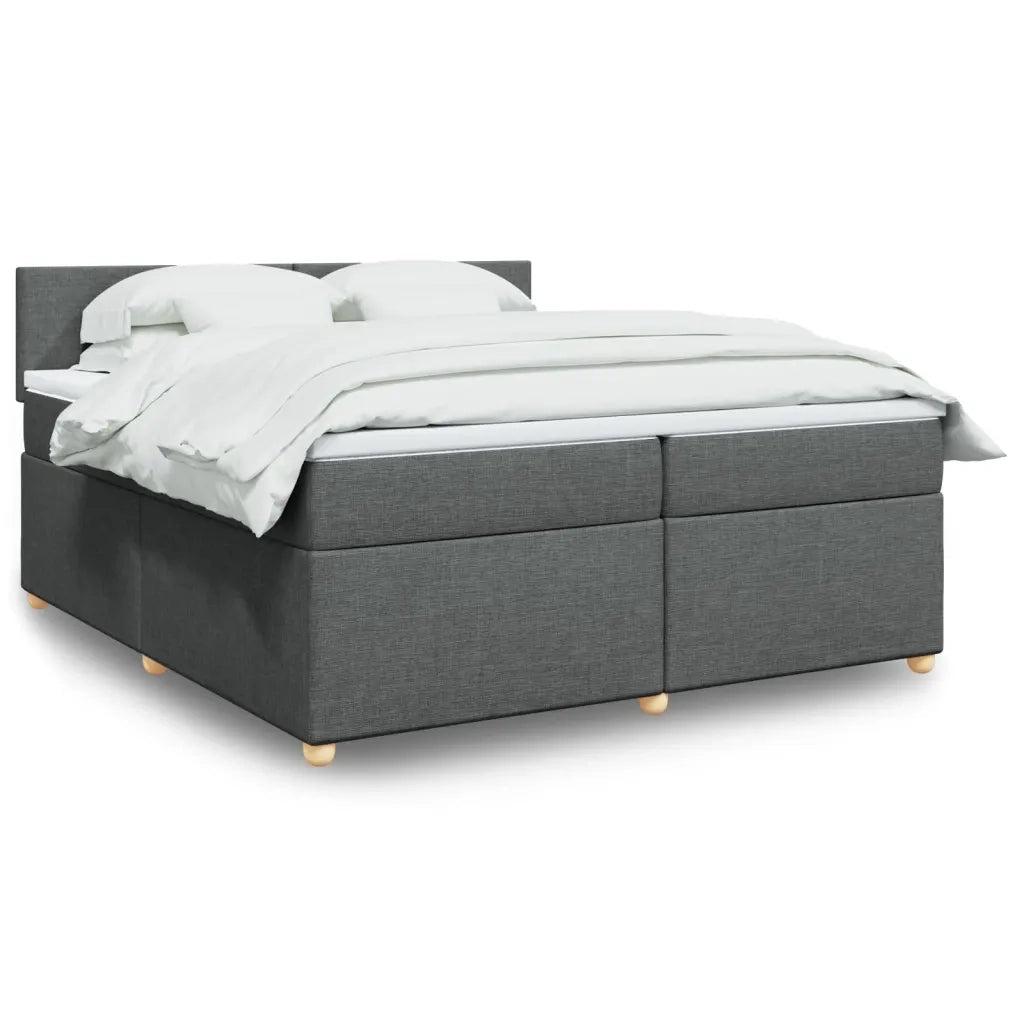 Giroletto a Molle con Materasso Grigio Scuro 200x200 cm Tessuto 3289081