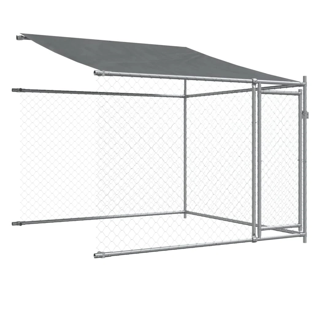 Trasportino per cani con tetto/porte 10 x 2 x 2 m acciaio zincato grigio 02_0041637