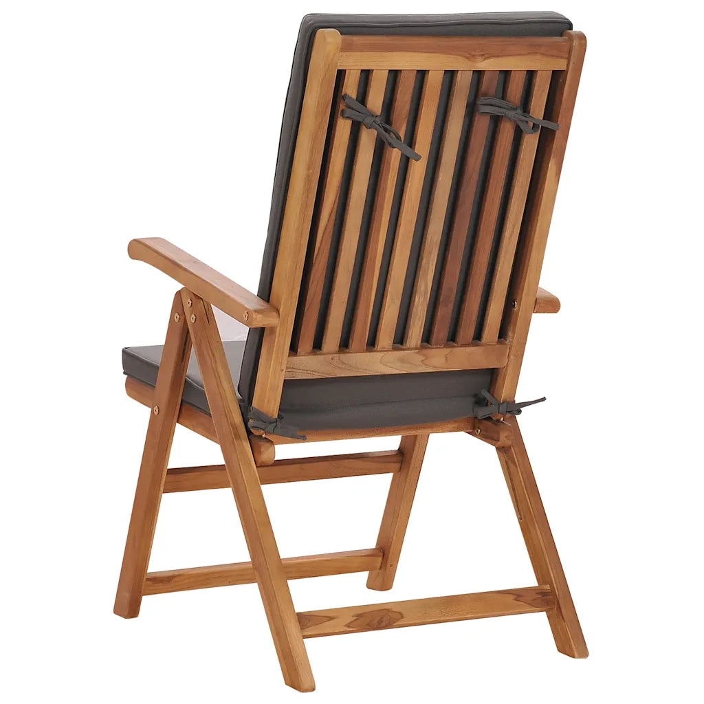 Sedie da Giardino con Cuscini 2 pz | Sedie da Esterno Legno di Teak Grigio