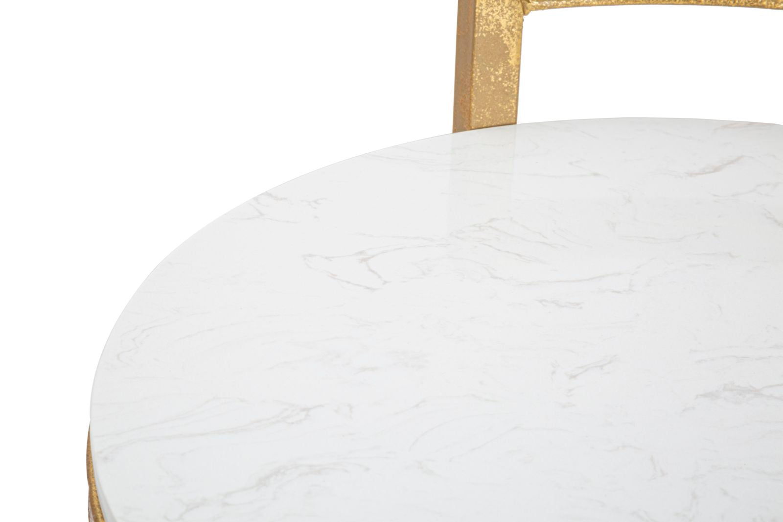 Tavolinetto Round Marble 40x43x50 cm in Ferro e Marmo Oro e Bianco