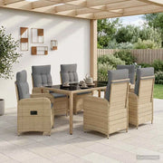 Set da pranzo per esterni 7 pz Beige e Grigio Chiaro polyrattan 3422342