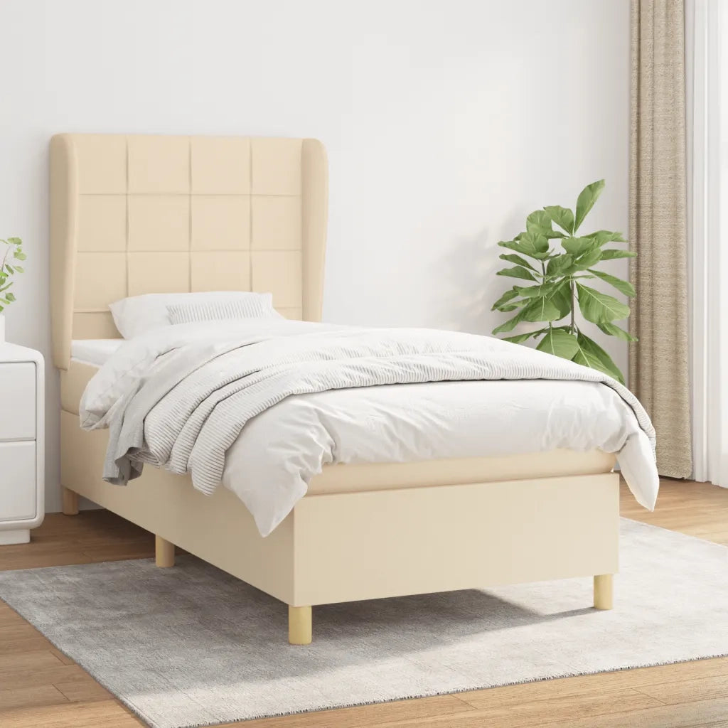 Giroletto a Molle con Materasso Crema 90x200 cm inTessuto 3128498