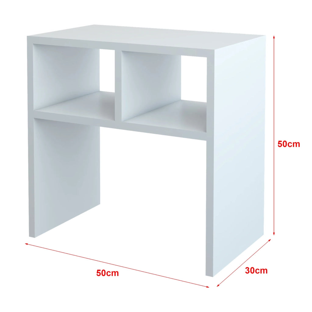 Tavolino rettangolare con 2 scomparti portaoggetti 50 x 50 x 30 cm bianco 03_0008633