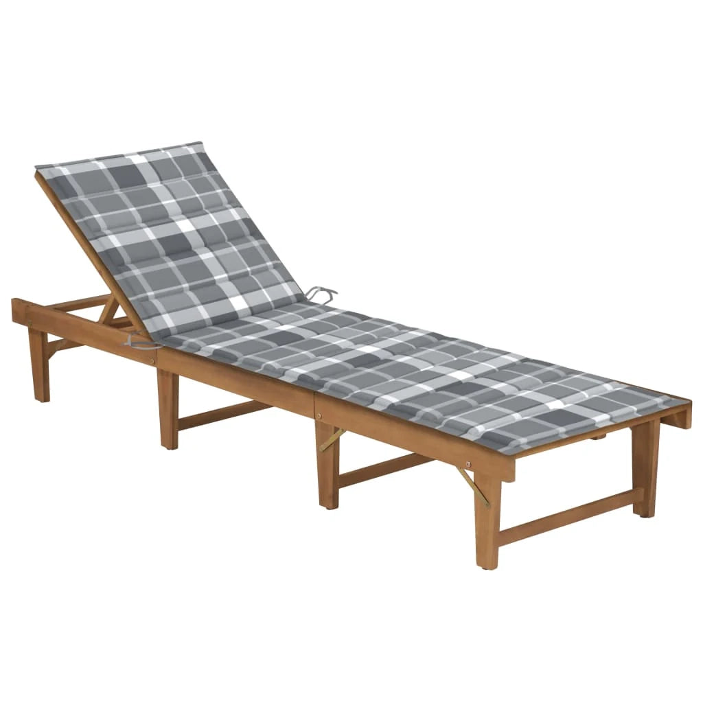 Lettino prendisole sedia a sdraio lettino prendisole letto da giardino mobili da giardino mobili da esterno pieghevoli con cuscino legno massello di acacia 02_0012839