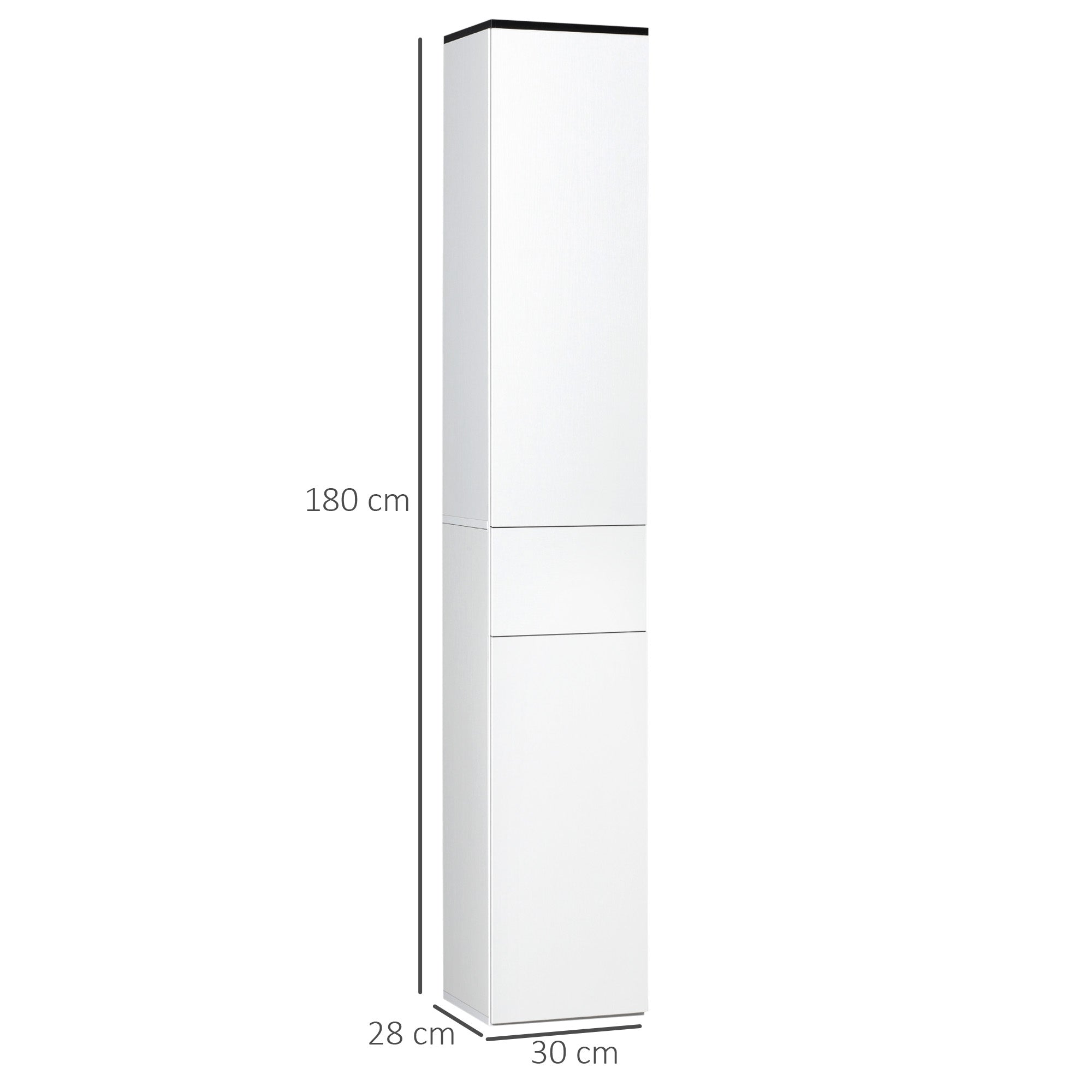 Mobile Bagno 2 Ante 1 Cassetto 30x28x180 cm in Legno Bianco