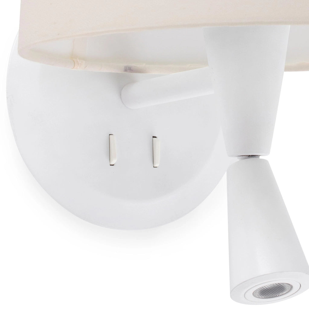 Faro Barcelona 64308-02 - CONGA Lampada da parete con lettore bianca/beige