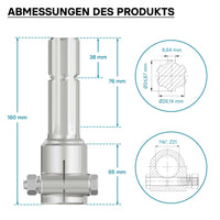 Boccola albero cardanico 160 mm Attacco albero scanalato 1 3/8" 21D Albero uscita 1 3/8" 6D Trattore