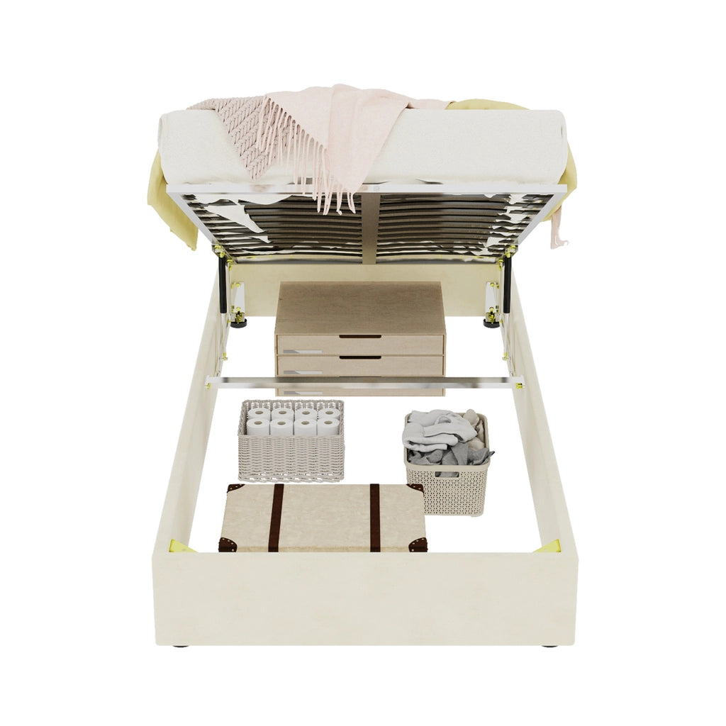 letto tela e metallo beige 90 x 200 cm