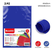 Trade Shop - 12pz Fogli In Gomma Eva Colore Blu Elettrico Materiale Alta Qualità 40x60cm 2mm -