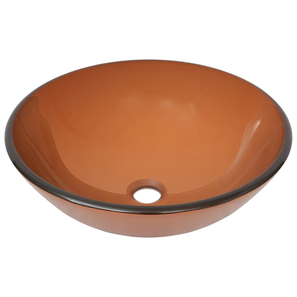 Lavandino con Rubinetto e Piletta in Vetro Temperato Marrone CFW1251217