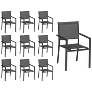 Set di 10 sedie in alluminio antracite - textilene grigio
