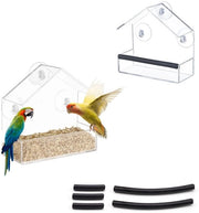 Vendita a pacchi di 2, finestra di alimentazione trasparente, gabbia in acciaio, finestra di alimentazione trasparente con chiusura a vite, con striscia adesiva nera, 15 x 15 x 6 cm, per l'alimentazione degli uccelli