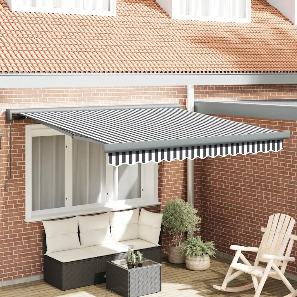 Tenda da Sole Antracite e Bianca 3x2,5 m Tessuto e Alluminio