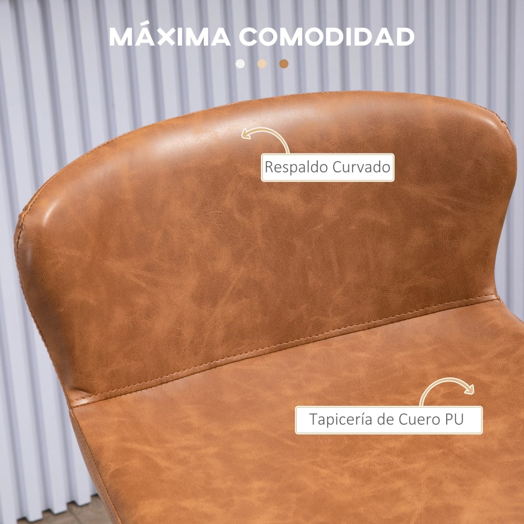 Sgabelli da Bar con Schienale ¨C zephmum ¨C Marrone, PU, 2 Pezzi