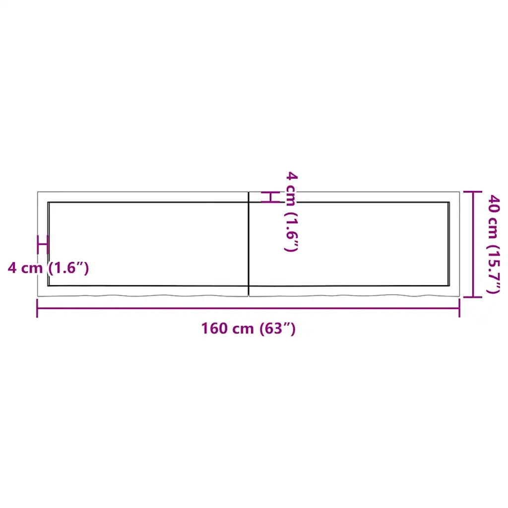 Ripiano Marrone Scuro 160x40x(2-4) cm Massello Rovere Trattato 363830