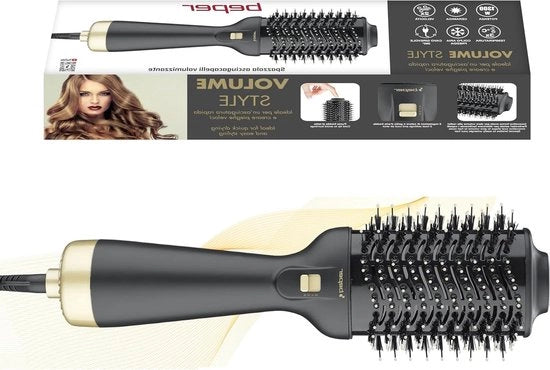 Faccia di piastra volumizzante con tecnologia a soffio caldo - 1300W, 2 velocità, cavo rotativo 360° - nero/oro