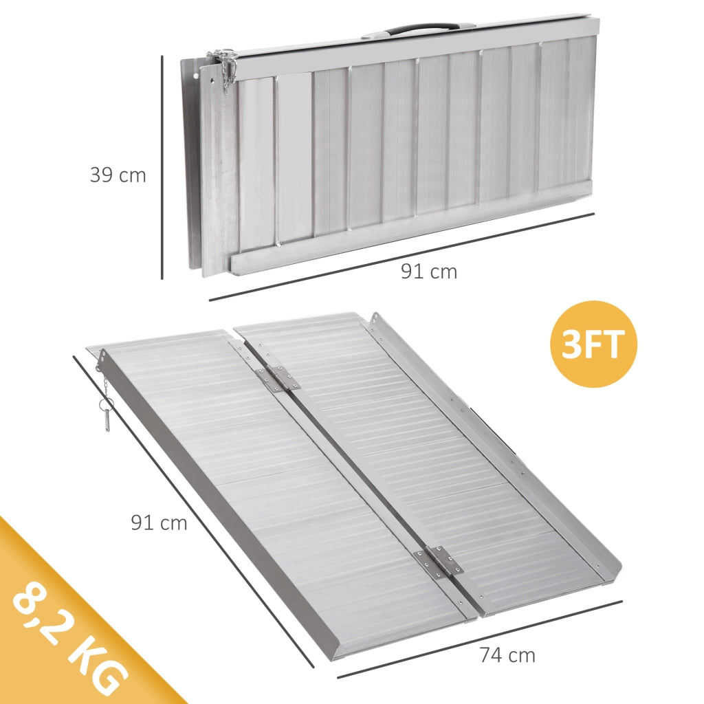 Rampa per sedia a rotelle pieghevole antiscivolo in alluminio ¨C Minimal ¨C 91x74 cm 270 kg