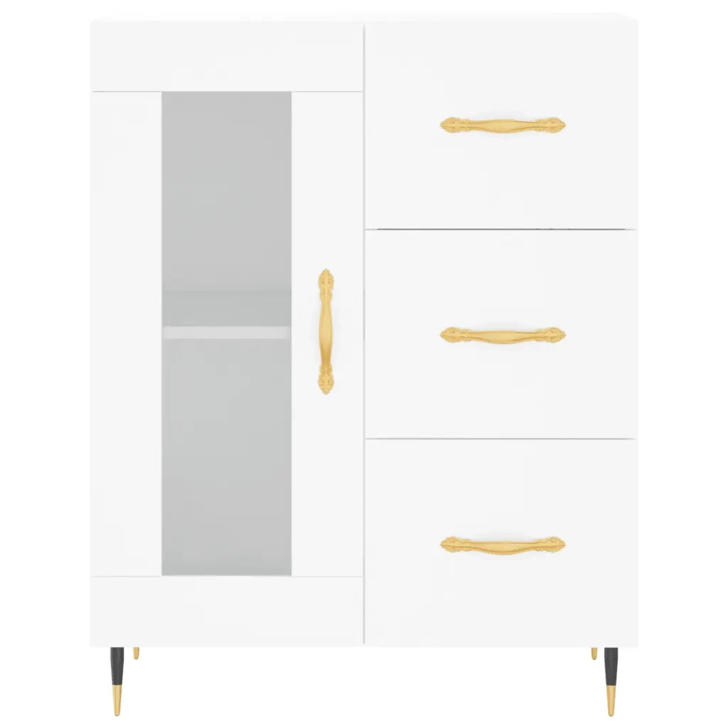 Credenza-Buffet-Armadio da cucina Bianca 69,5x34x180 cm in Legno Multistrato 111114