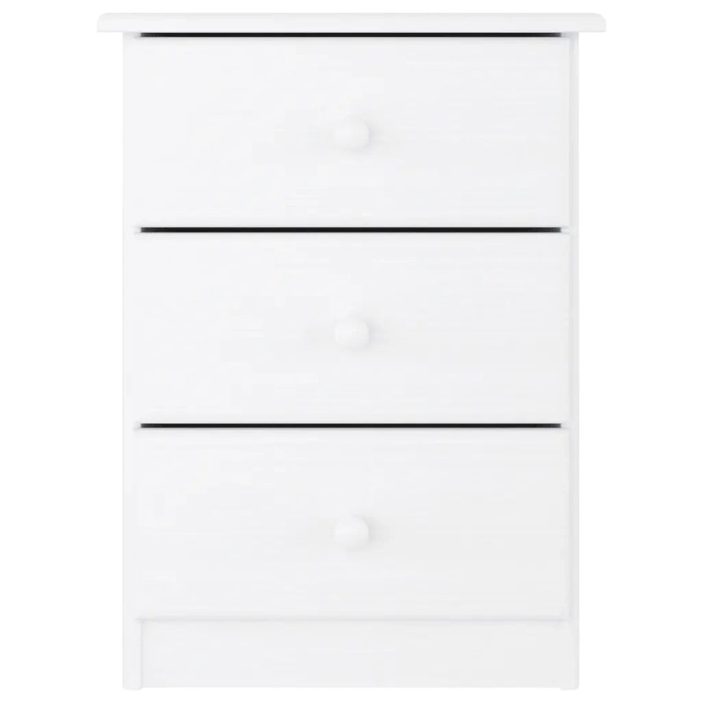Comodino | Armadio da Notte | Mobiletto da notte ALTA Bianco 41x35x55,5 cm in Legno Massello di Pino