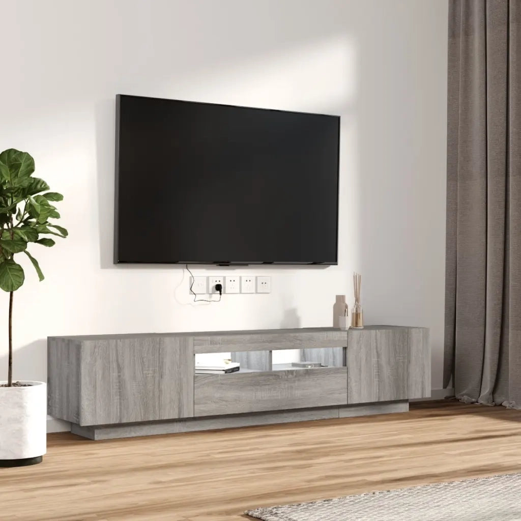 Set Mobili TV 2 pz | Armadietto TV | Mobile Porta TV con Luci LED Grigio Sonoma Legno Multistrato