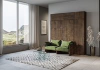 Letto Matrimoniale A Scomparsa 160 Kentaro Con Divano E Mobili Noce e Verde