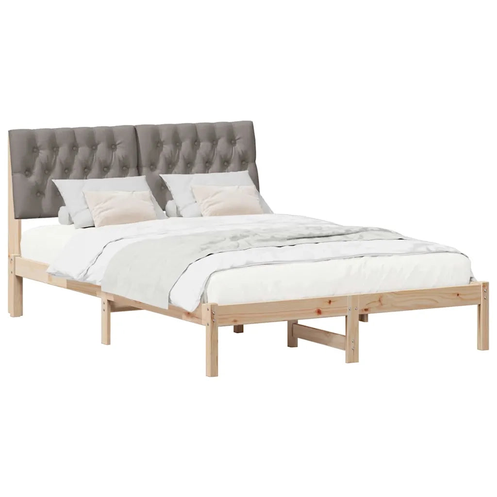 Letto con Testiera Rivestita con testiera Marrone 135 x 190 cm