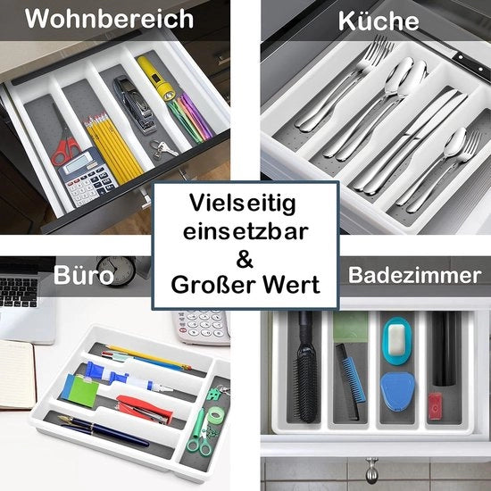 Set di utensili per carrello - 2 pezzi - Set di utensili per cucina e ufficio - Cassetto di utensili in plastica - 5 contenitori - Pedane antiscivolo in gomma - Rivestimento morbido - 322 x 288 x 45 cm cassetto di utensili 47 profondo