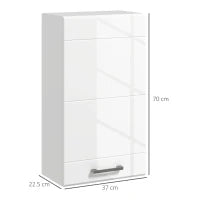 kleankin Mobiletto Bagno in MDF a Muro con 3 Ripiani e Ripiano Superiore Regolabile, 37x22.5x70 cm, Bianco