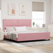 Letto a molle con testiera Rosa 200 x 200 cm Velluto 3344902