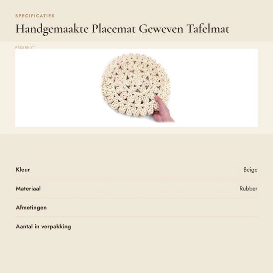 Tavola di servizio 38 cm - Manufatto a mano - Resistente al calore - Husk di mais naturale - Tavola di servizio intrecciata - Ecocompatibile