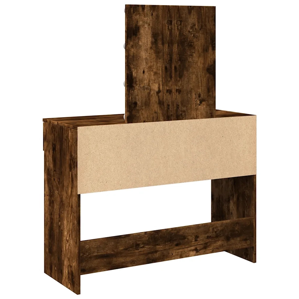 Toeletta | Tavolo da Trucco con LED Rovere Fumo 100x40x130 cm