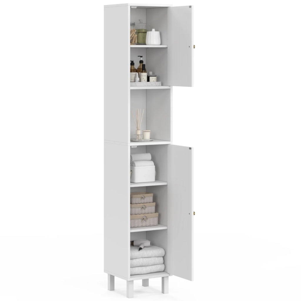 IDMarket - Armadio a colonna da bagno ARSENE con 2 ante e 1 nicchia, in legno bianco