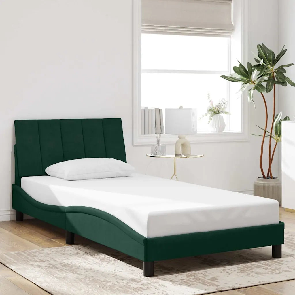 Giroletto senza Materasso Hanko Verde Scuro 100x200 cm in Velluto 3207834
