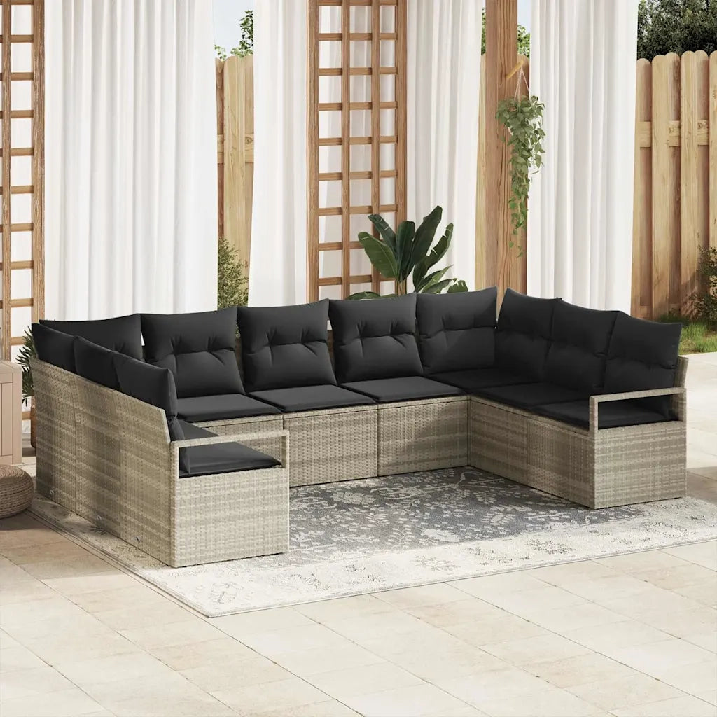 Set di divani con cuscino 9 pcs Grigio chiaro polyrattan 3346542