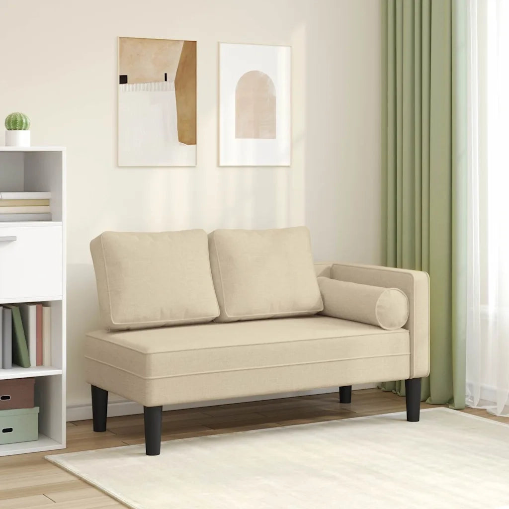 Chaise Longue con Cuscini Crema in Tessuto CFW9887935