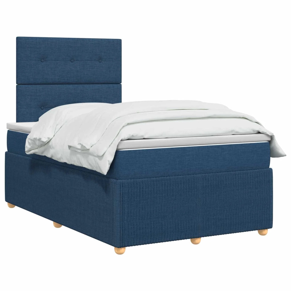 Letto Box Spring LED con Materasso Blu 120 x 200 cm Tessuto 3455838