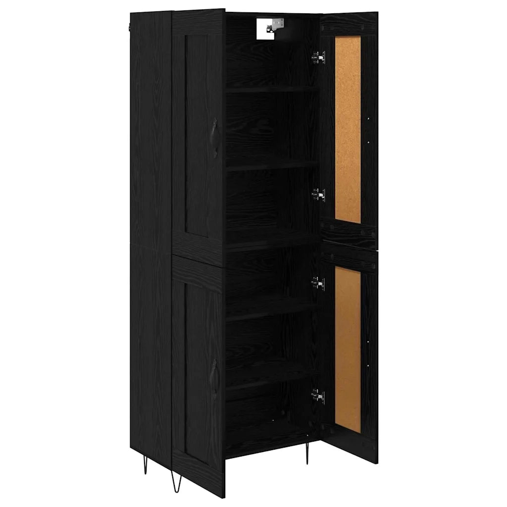 Credenza | Madia | Buffet da pranzo | Armadio da pranzo Rovere Nero 69,5 x 34 x 180 cm Legno multistrato