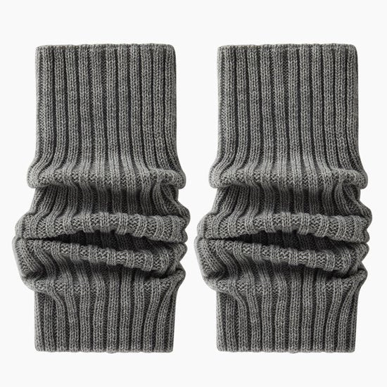 Due pair di calzettoni per donna, lana soffice, intrecciata, adatti per danza, pantaloncini da balletto, calzettoni di lana spessi, colore medio grigio