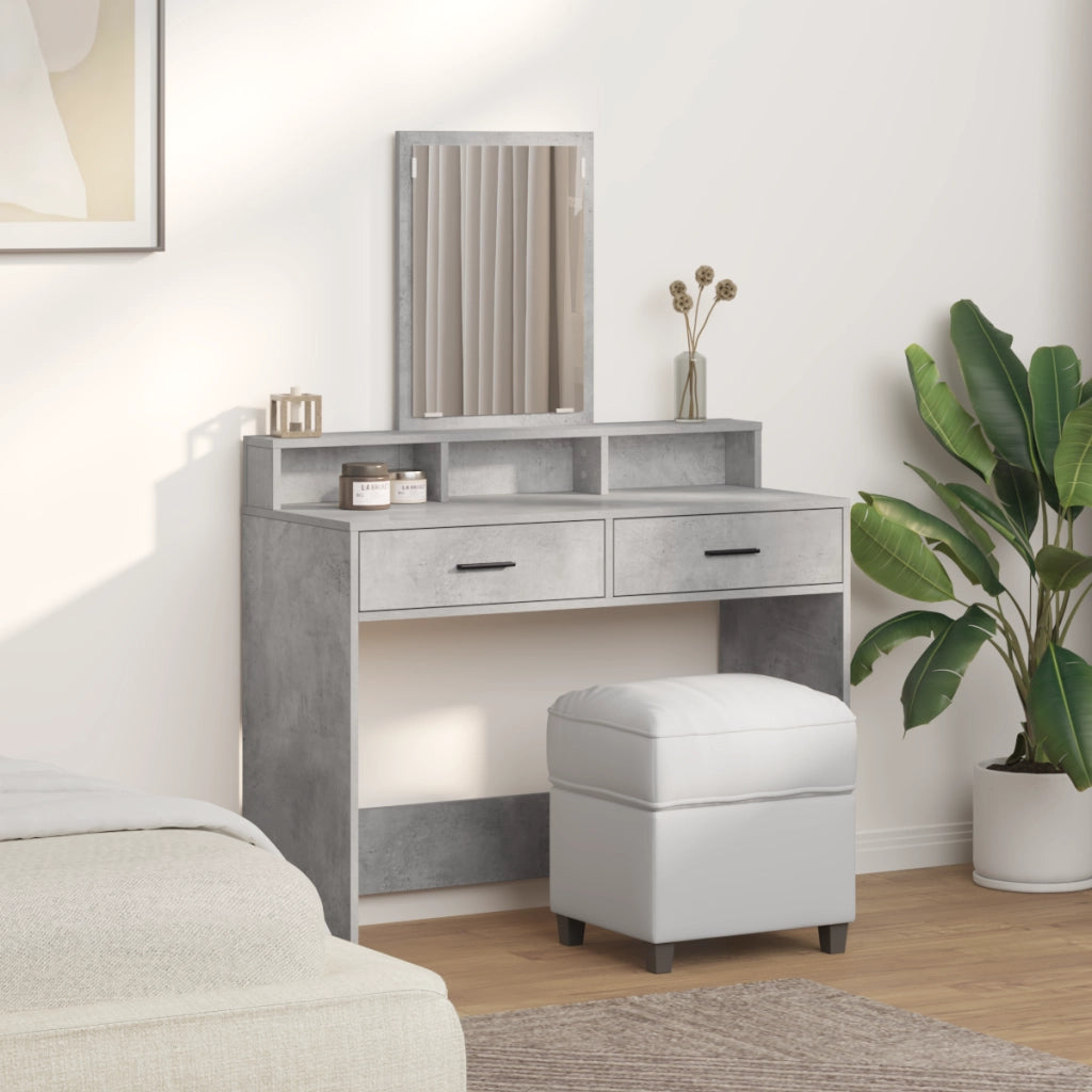 Tavolo da Trucco  con Cassetti Grigio Cemento 100x41x140 cm