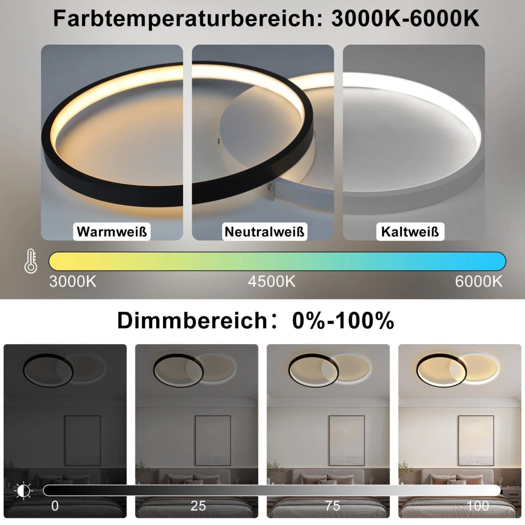 ZMH Lampada da soffitto plafoniera LED moderna bianco nero per camera letto
