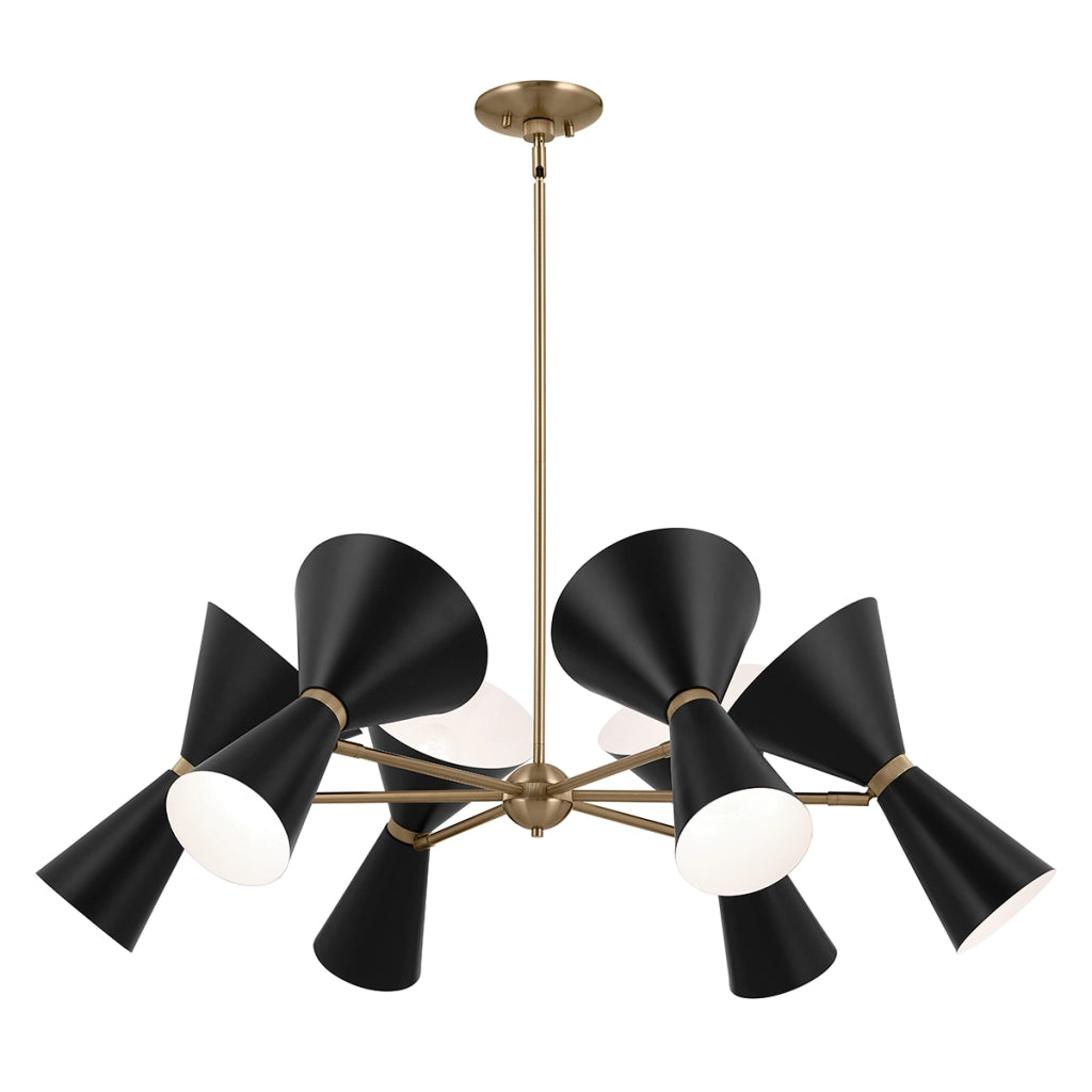 Lampadario Art Déco Phix Kichler nero oro coni 12xE27