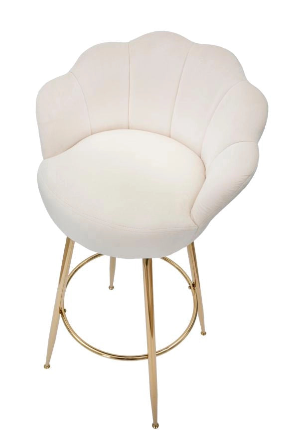 Sgabello Bar Vienna Crema 55x53x110 cm Spugna e Tessuto e Metallo Crema e Oro