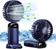 Ventilatore manuale con 5 velocità - caricabile via USB - alimentato da batteria - ripiegabile - con display LED