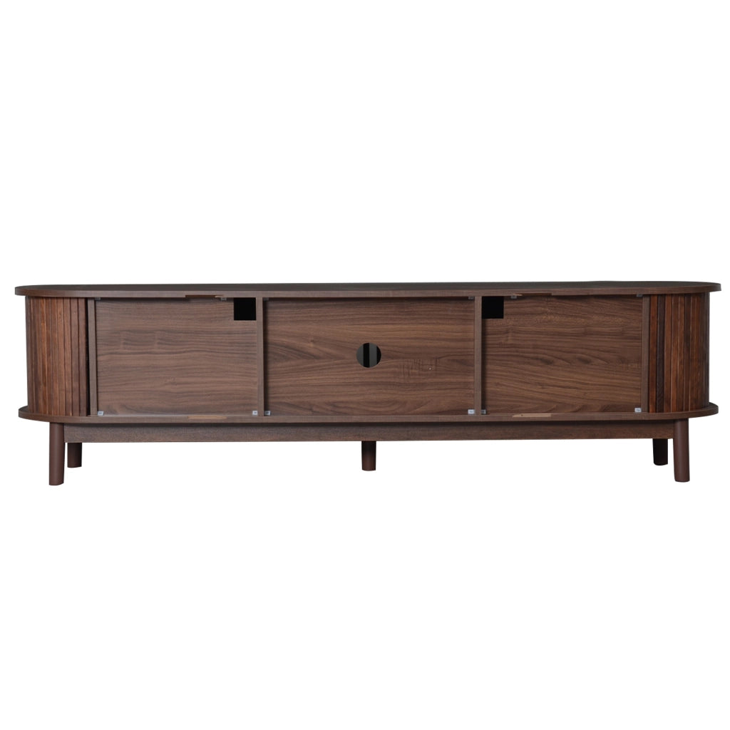 OKWISH Mobile TV con 2 Ante Scorrevoli, 1 Anta a Ribalta, 3 Vani, per Soggiorno, MDF, Marrone, 165 x 39.5 x 46 cm